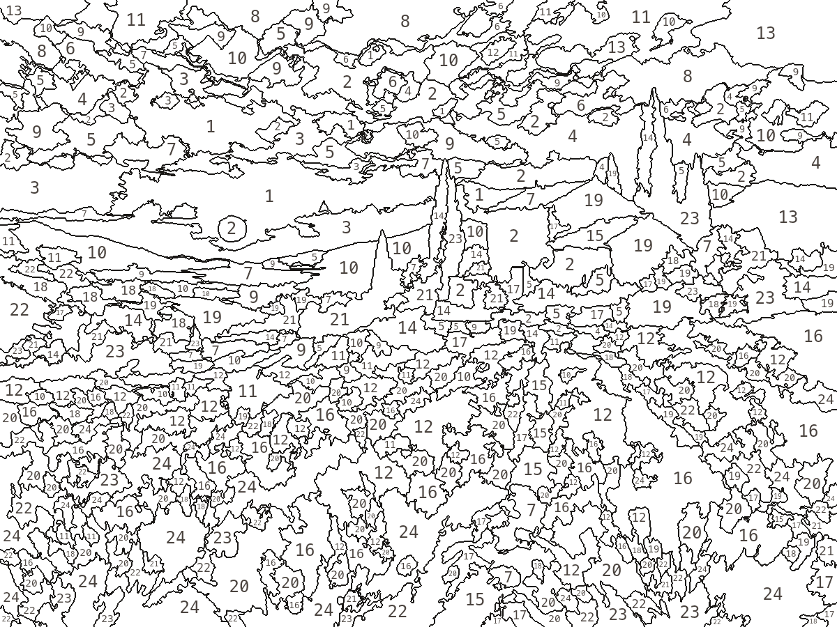 Impressionist — the numbered outline produced from that painting