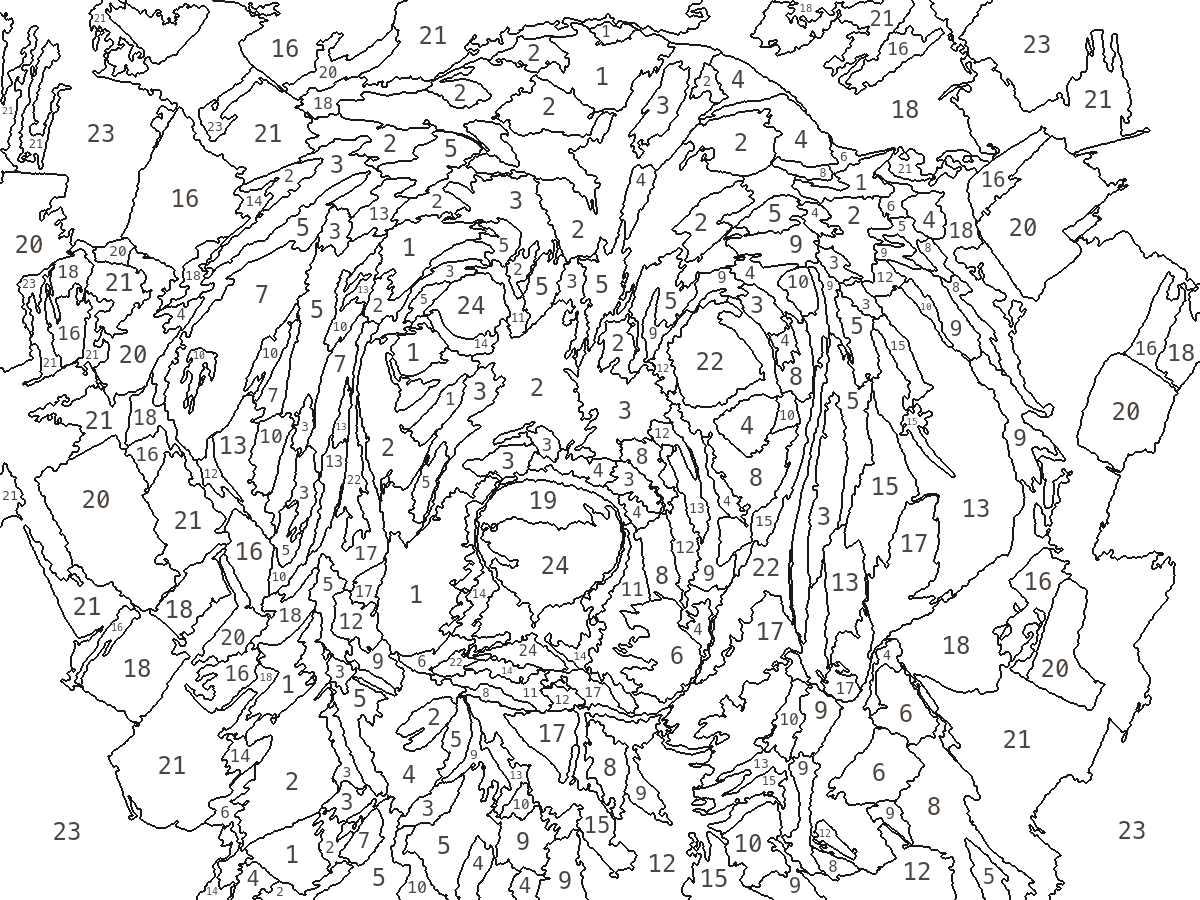 Oil Impasto — the numbered outline produced from that painting